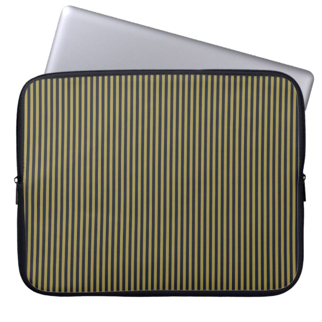 Capa Para Notebook Dourado fino Elegante e Marinho Vertical Strips Ve (Frente)