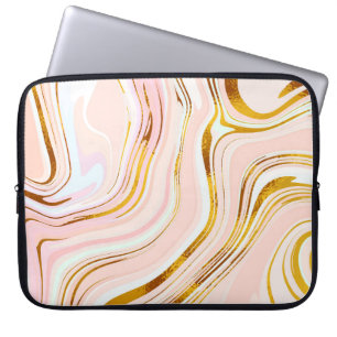 Capa Para Notebook Dourado mármore rosa: Design luxuoso.