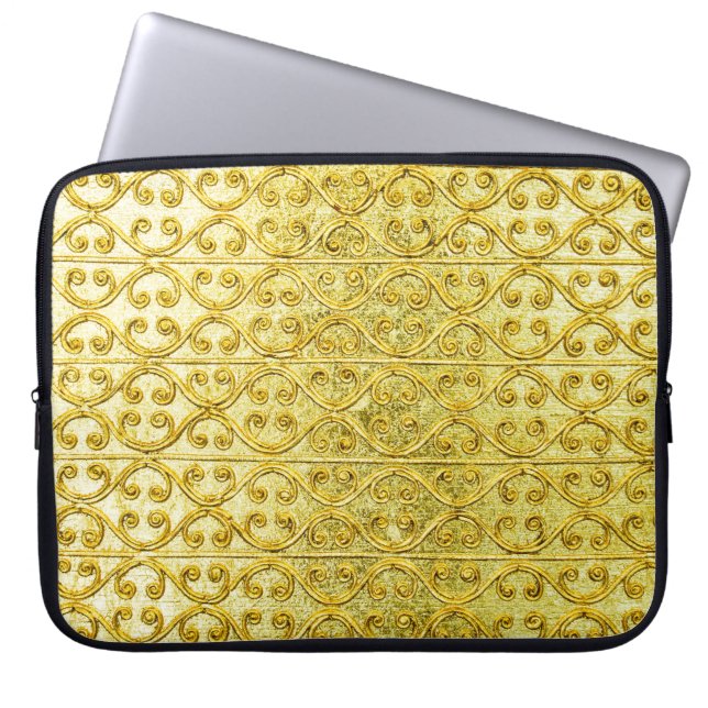 Capa Para Notebook Dourado padrão sem costura de metal (Frente)