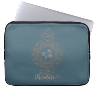 Capa Para Notebook Dourado personalizado Rococo Lotus Mandala Ornamen
