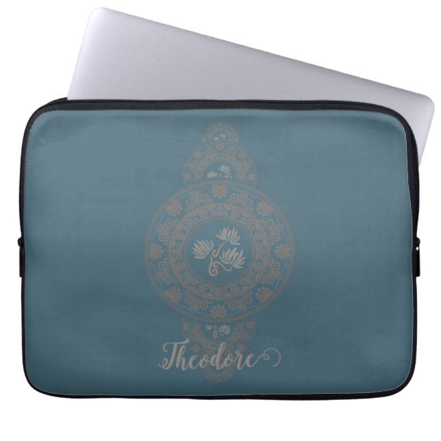 Capa Para Notebook Dourado personalizado Rococo Lotus Mandala Ornamen (Frente)