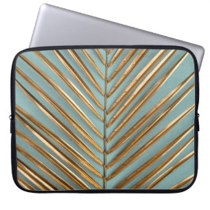 Capa Para Notebook Dourado Pintado Padrão de Palma Tropical