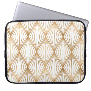 Capa Para Notebook Dourados azulejos de losango, padrão geométrico.