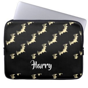 Capa Para Notebook Dourados morcegos em preto