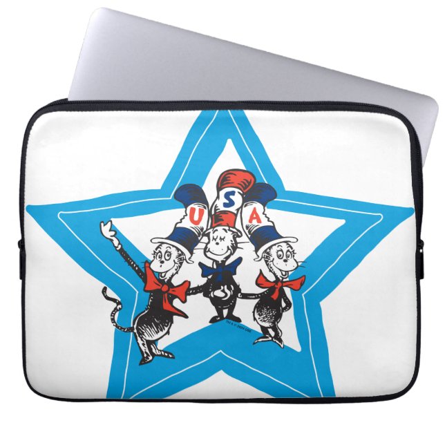 Capa Para Notebook Dr. Seuss | Gráfico Little Cats USA Hats (Frente)