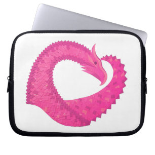 Capa Para Notebook Dragão-coração rosa-quente em branco