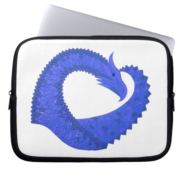Capa Para Notebook Dragão de coração azul sobre branco (Frente)