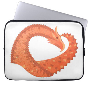 Capa Para Notebook Dragão de coração laranja em branco