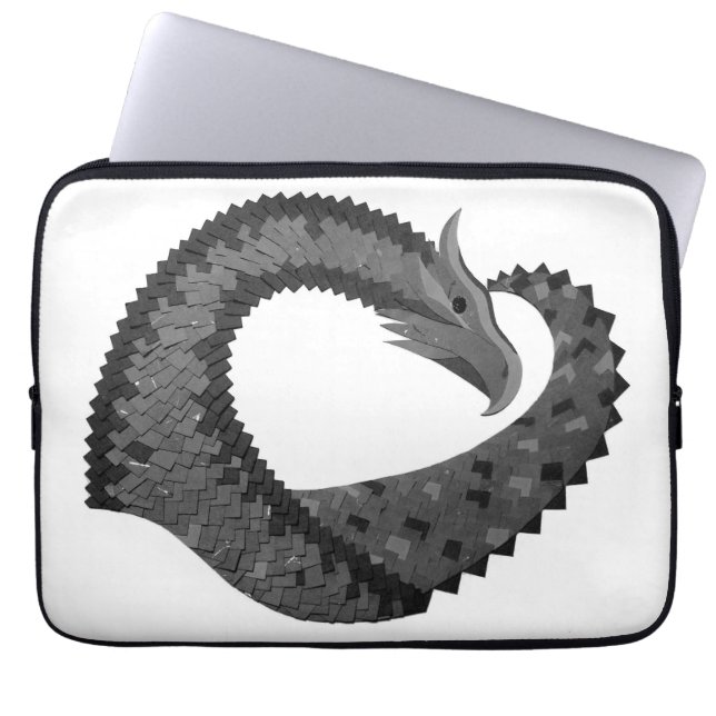 Capa Para Notebook Dragão de coração negro em branco (Frente)