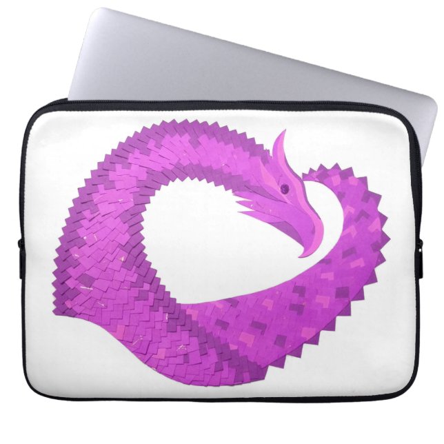 Capa Para Notebook Dragão do coração roxo brilhante em branco (Frente)