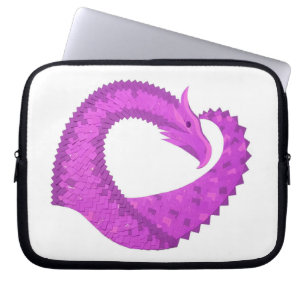 Capa Para Notebook Dragão do coração roxo brilhante em branco