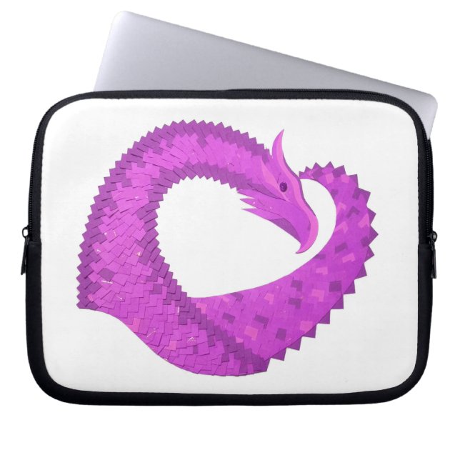 Capa Para Notebook Dragão do coração roxo brilhante em branco (Frente)