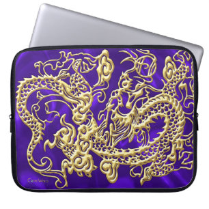 Capa Para Notebook Dragão Dourado com relevo no Impressão de Satin Ro