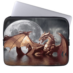 Capa Para Notebook Dragão e Lua Fantasia Bolsa de laptop Mítica