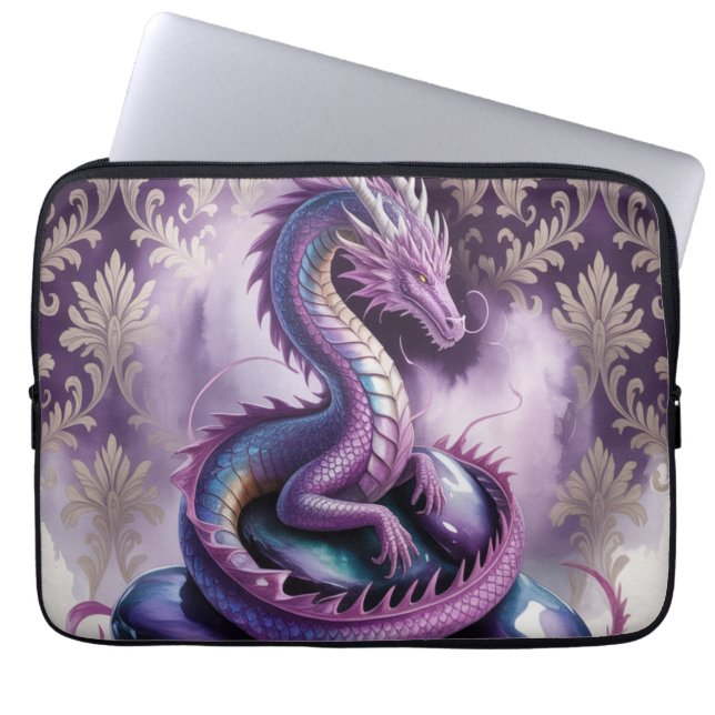 Capa Para Notebook Dragão Gótico Místico Roxo (Frente)