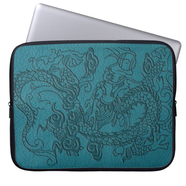 Capa Para Notebook Dragão gravado no impressão do couro da cerceta (Frente)