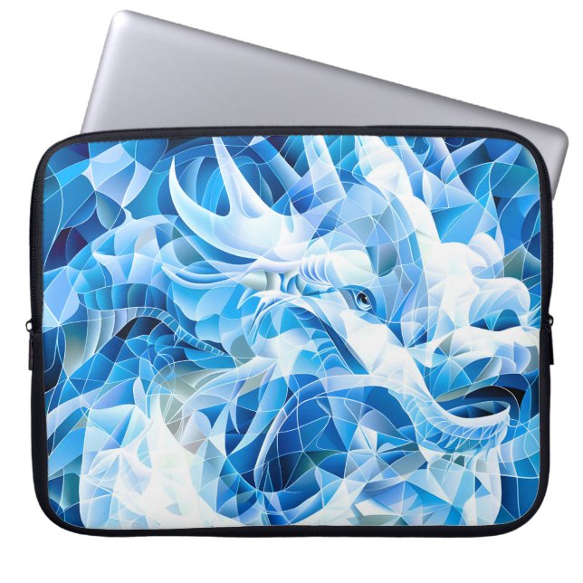 Capa Para Notebook Dragão Mosaico Azul Sky (Frente)