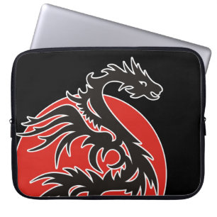 Capa Para Notebook Dragão Sol - preto vermelho branco + suas ideias