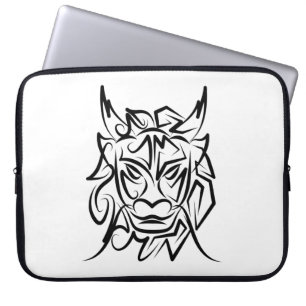 Capa Para Notebook Dragão Tribal Negro e Branco