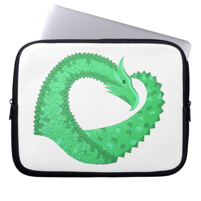 Capa Para Notebook Dragão verde no branco (Frente)