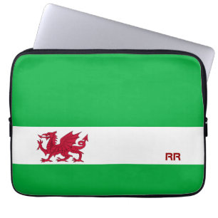 Capa Para Notebook Dragão vermelho de Wales no saco verde branco da