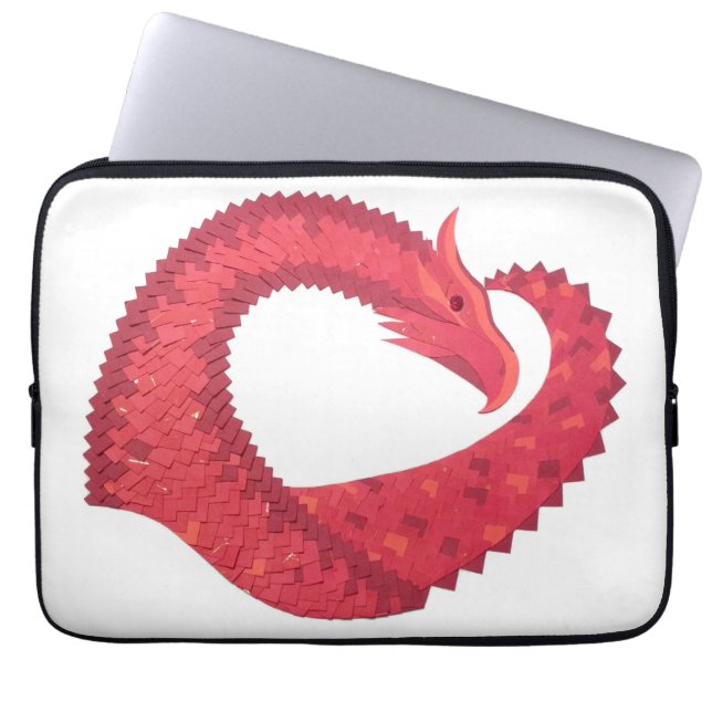Capa Para Notebook Dragão vermelho em branco (Frente)