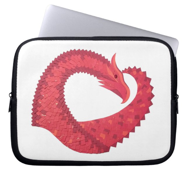 Capa Para Notebook Dragão vermelho em branco (Frente)