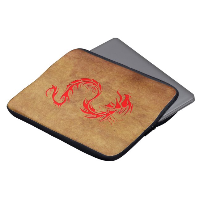 Capa Para Notebook Dragão Vermelho na Bolsa de laptop em forma de per (Frente Topo)