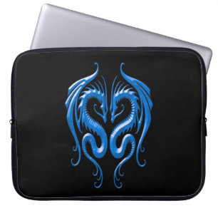 Capa Para Notebook Dragões, azul e preto do ferro