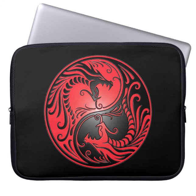 Capa Para Notebook Dragões, vermelho e preto de Yin Yang (Frente)