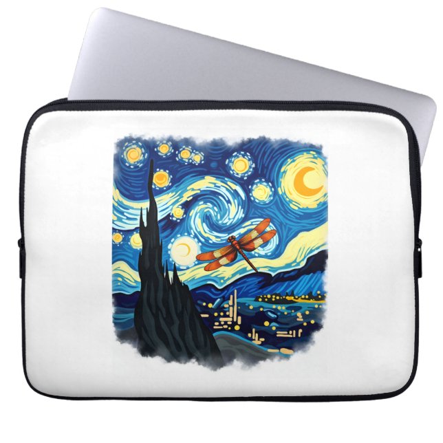 Capa Para Notebook Dragonfly Artista Shirt Van Gogh Starry Night Dra (Frente)