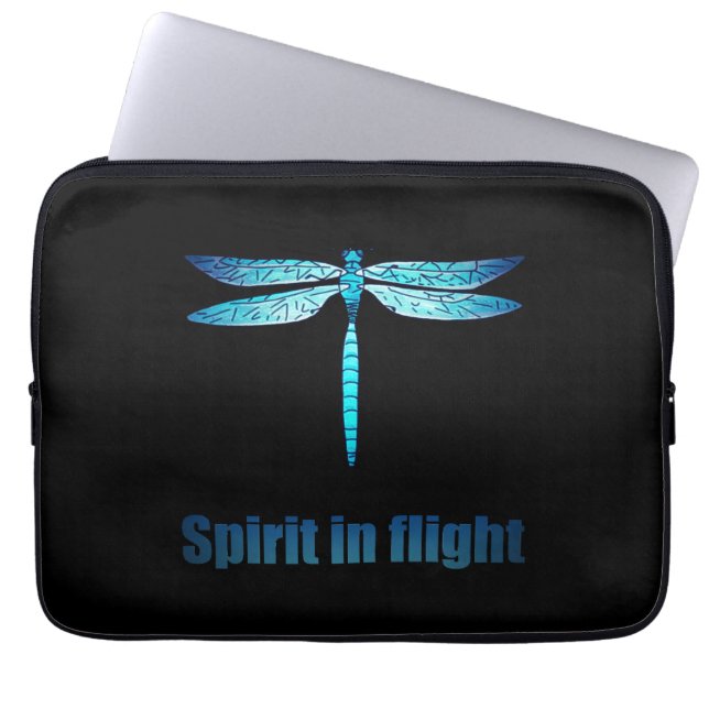 Capa Para Notebook Dragonfly Azul na Ilustração de Voo (Frente)