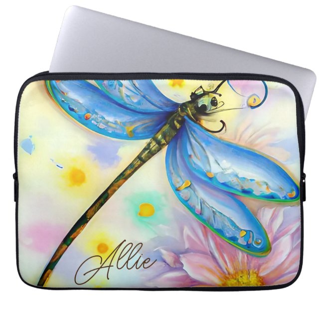 Capa Para Notebook Dragonfly Azul Wing, Personalize (Frente)