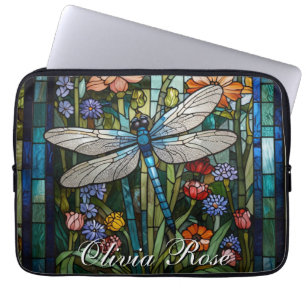 Capa Para Notebook Dragonfly boho vidro botânico floral