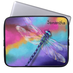 Capa Para Notebook Dragonfly Watercolor Arco-Íris Iridescente com No
