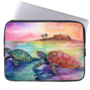 Capa Para Notebook Duas Tartarugas na Costa de um Paraíso Tropical