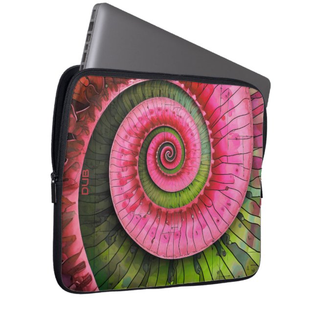 Capa Para Notebook Dubman Designs: Fibonacci Rosa e Verde Brilhante (Frente Esquerda)