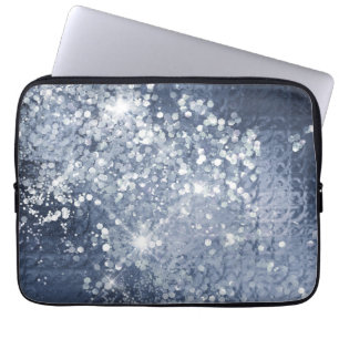 Capa Para Notebook Dusty Blue Silver Glitter Sparkly