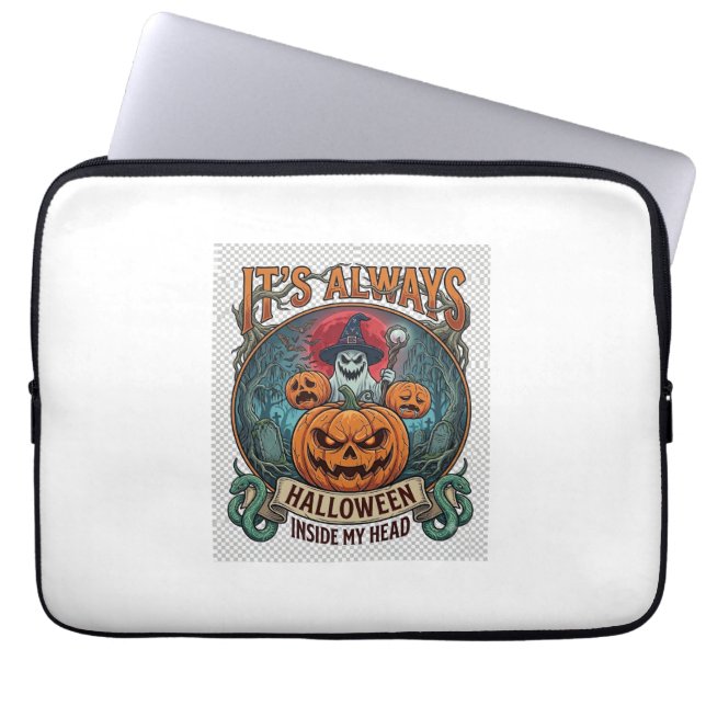Capa Para Notebook É sempre Halloween dentro da cabeça Abóbora Fantas (Frente)