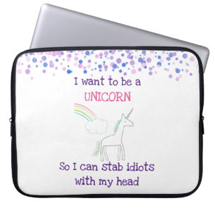 Capa Para Notebook Edgy Unicorn com Rainbow e Confetti Funny