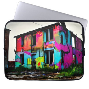 Capa Para Notebook Edifício Urbano Abandonado por Grafite