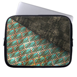 Capa Para Notebook Efeito tijolo azul claro manchado, detalhe castanh