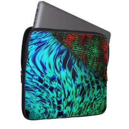 Capa Para Notebook Efeito torcido em azul esverdeado, detalhe quadrad