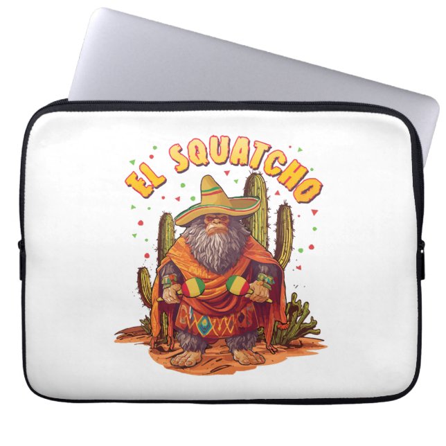 Capa Para Notebook El Squatcho Bigfoot com Maraca, Sombrero e Ponc (Frente)