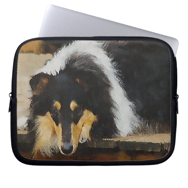 Capa Para Notebook Ela Espera Três Collie (Frente)