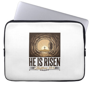 Capa Para Notebook Ele Ressuscitou Tumba de Páscoa Cruz Camisa Cristã