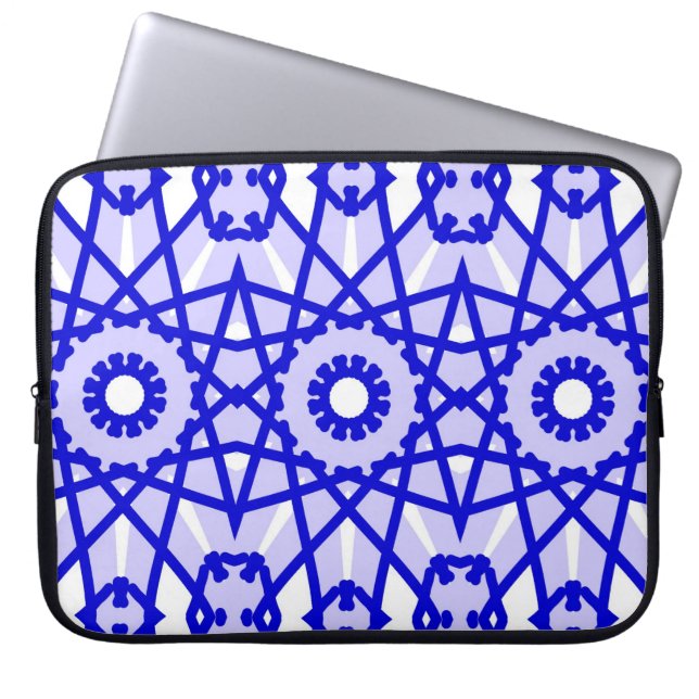 Capa Para Notebook Electronic Bag, um padrão azul clássico vibrante L (Frente)