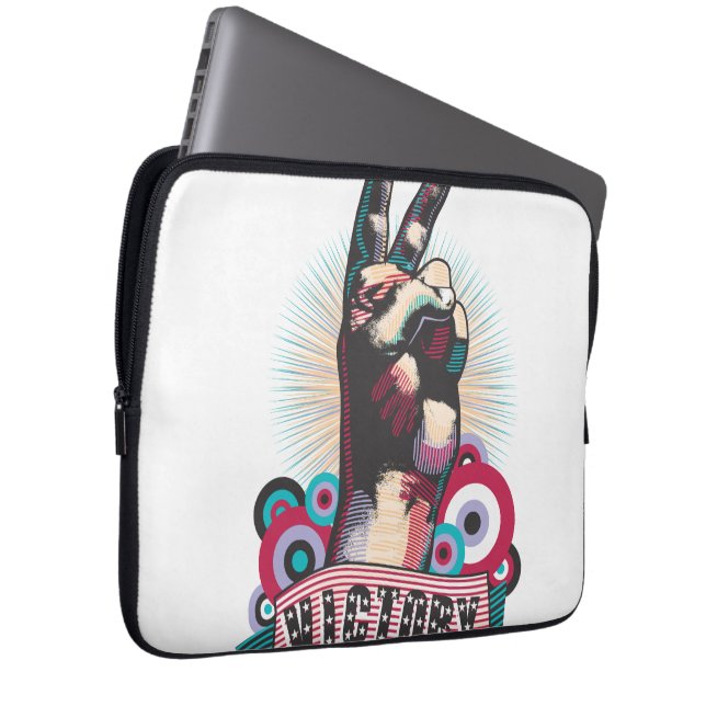 Capa Para Notebook Electronics Bag – Victory Peace & Love Pop-Art  (Frente Esquerda)