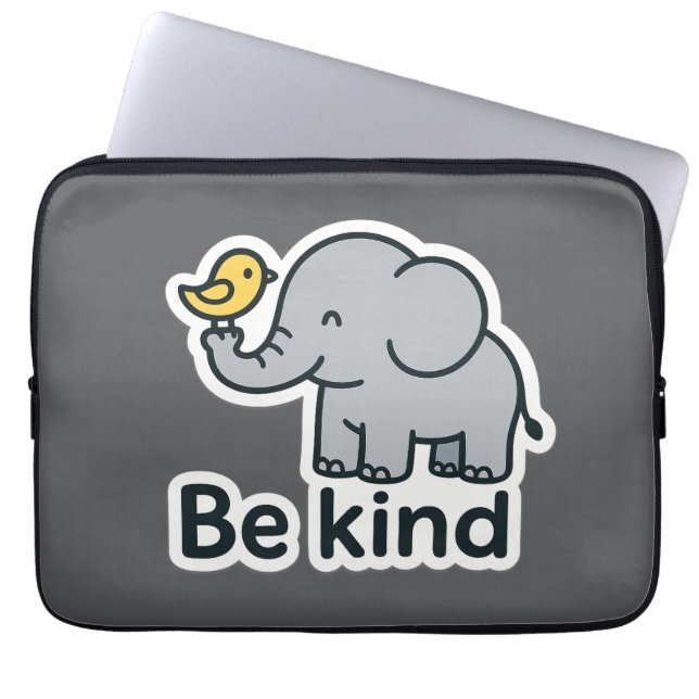Capa Para Notebook Elefante bonito e adesivo de aves (Frente)