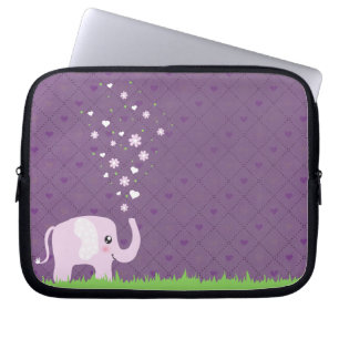 Capa Para Notebook Elefante bonito em cor-de-rosa feminino & no roxo